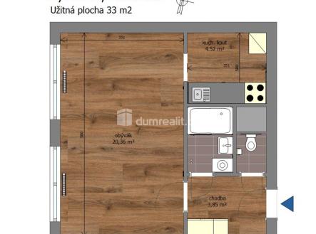 Pronájem bytu, 1+kk, 33 m²