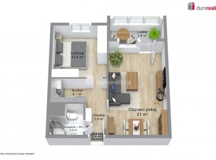Prodej bytu, 2+kk, 48 m²