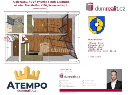 Pronájem bytu, 2+kk, 52 m²