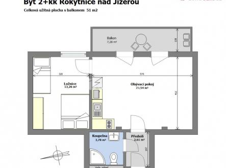 Prodej bytu, 2+kk, 51 m²
