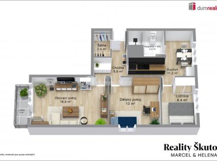 Pronájem bytu, 3+1, 65 m²