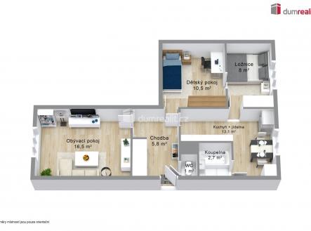 Prodej bytu, 2+1, 62 m²