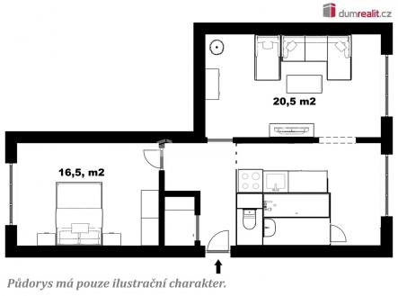 Pronájem bytu, 2+1, 60 m²