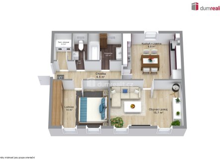 Pronájem bytu, 2+1, 61 m²