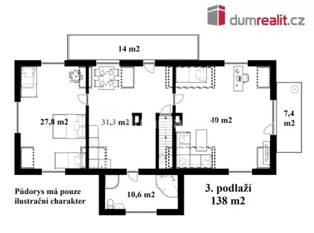 Pronájem bytu, 3+kk, 138 m²