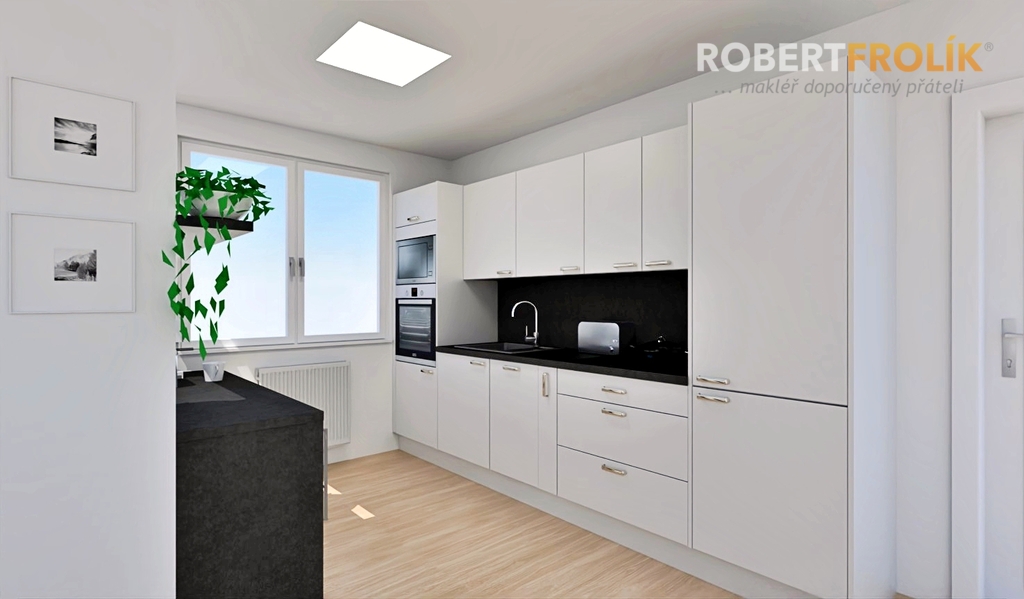 Nový byt 1+kk s lodžií a garážovým stáním - Praha 6, Ruzyně - Stočesova - Byty u Šárky - vizualizace kuchyně