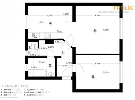 Pronájem bytu, 2+1, 61 m²