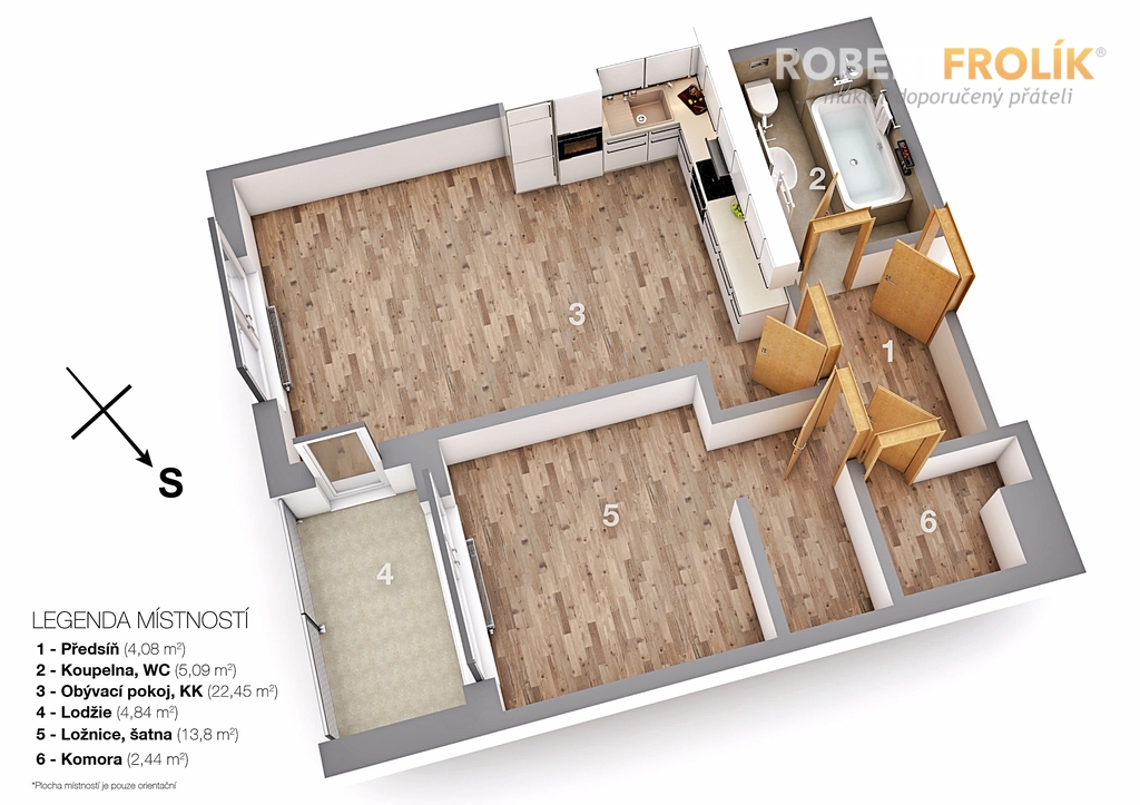 Nový byt 2+kk s lodžií a garáží - Praha 6, Ruzyně - Stočesova - půdorys