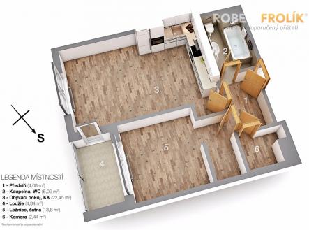 Pronájem bytu, 2+kk, 56 m²