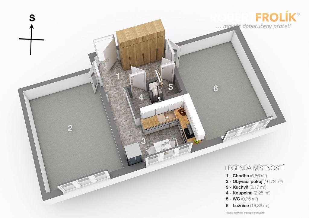 Nezařízený byt 2+1 - Praha 4, Krč - Antala Staška - půdorys