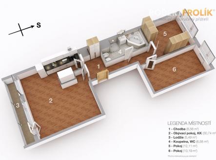 Pronájem bytu, 3+kk, 76 m²