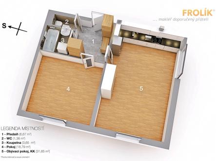 Pronájem bytu, 2+kk, 62 m²