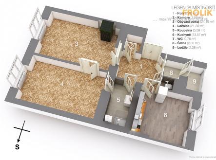 Pronájem bytu, 2+1, 75 m²