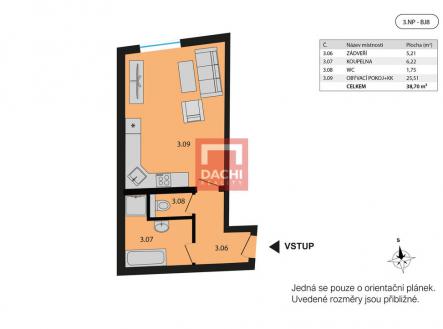 Prodej bytu, 1+kk, 38 m²