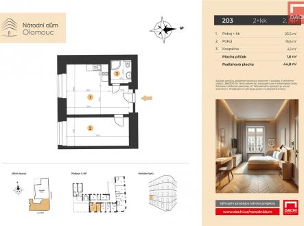 Prodej bytu, 2+kk, 44 m²