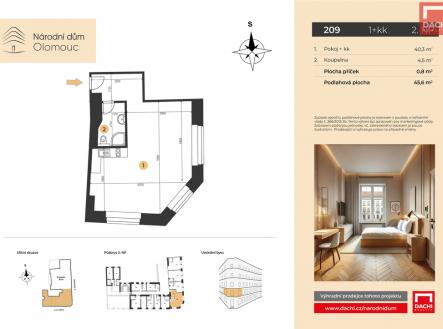 Prodej bytu, 1+kk, 45 m²
