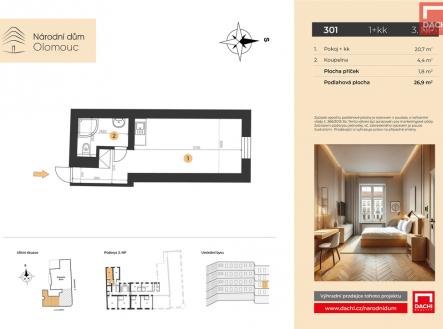 Prodej bytu, 1+kk, 26 m²