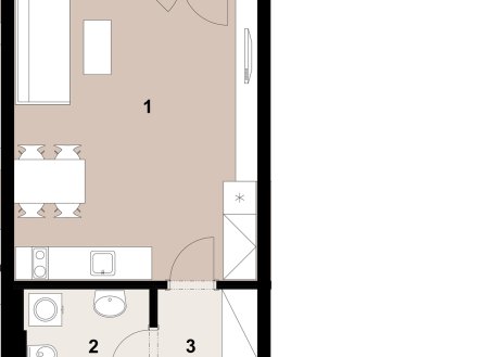 Prodej bytu, 1+kk, 34 m²