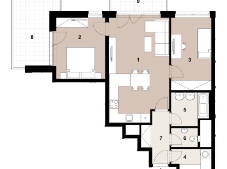 Prodej bytu, 3+kk, 69 m²