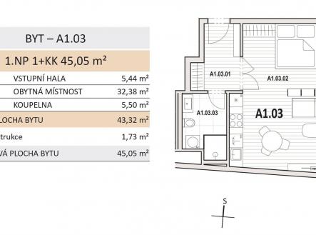 Prodej bytu, 1+kk, 50 m²