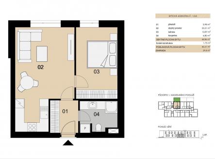 Prodej bytu, 2+kk, 47 m²