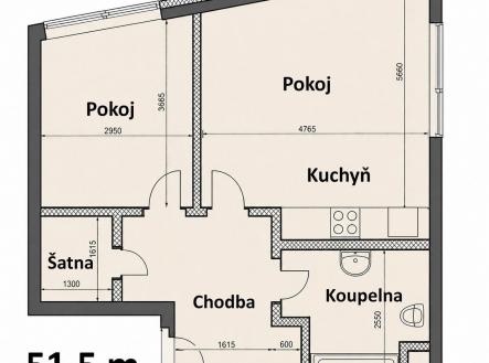 Pronájem bytu, 2+kk, 52 m²